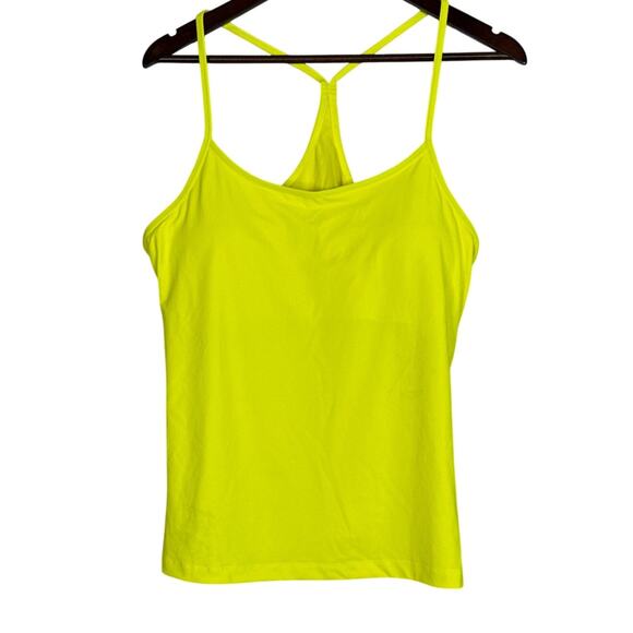 NWT Fabletics Neon Carly Workout Tank and Fishnet Cover XL Neon Yellow #3405 - Picture 3 of 14